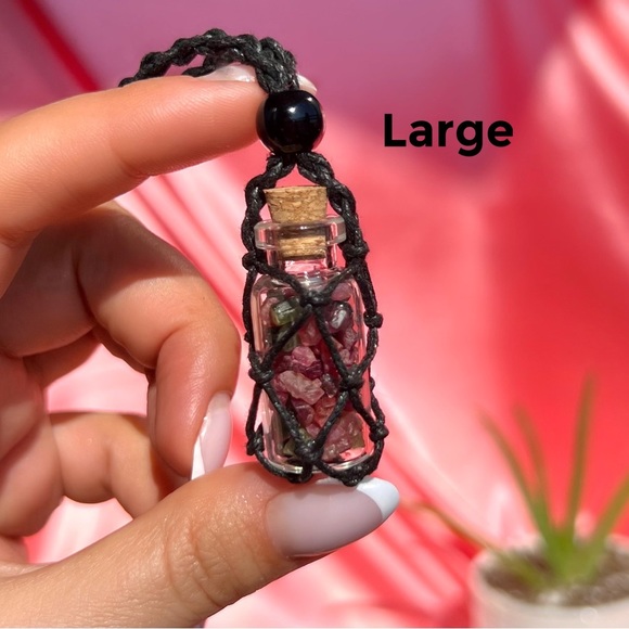 Natural Raw Multi-Color Tourmaline, Crystal Bottle Necklace, Raw Crystal - Picture 4 of 6